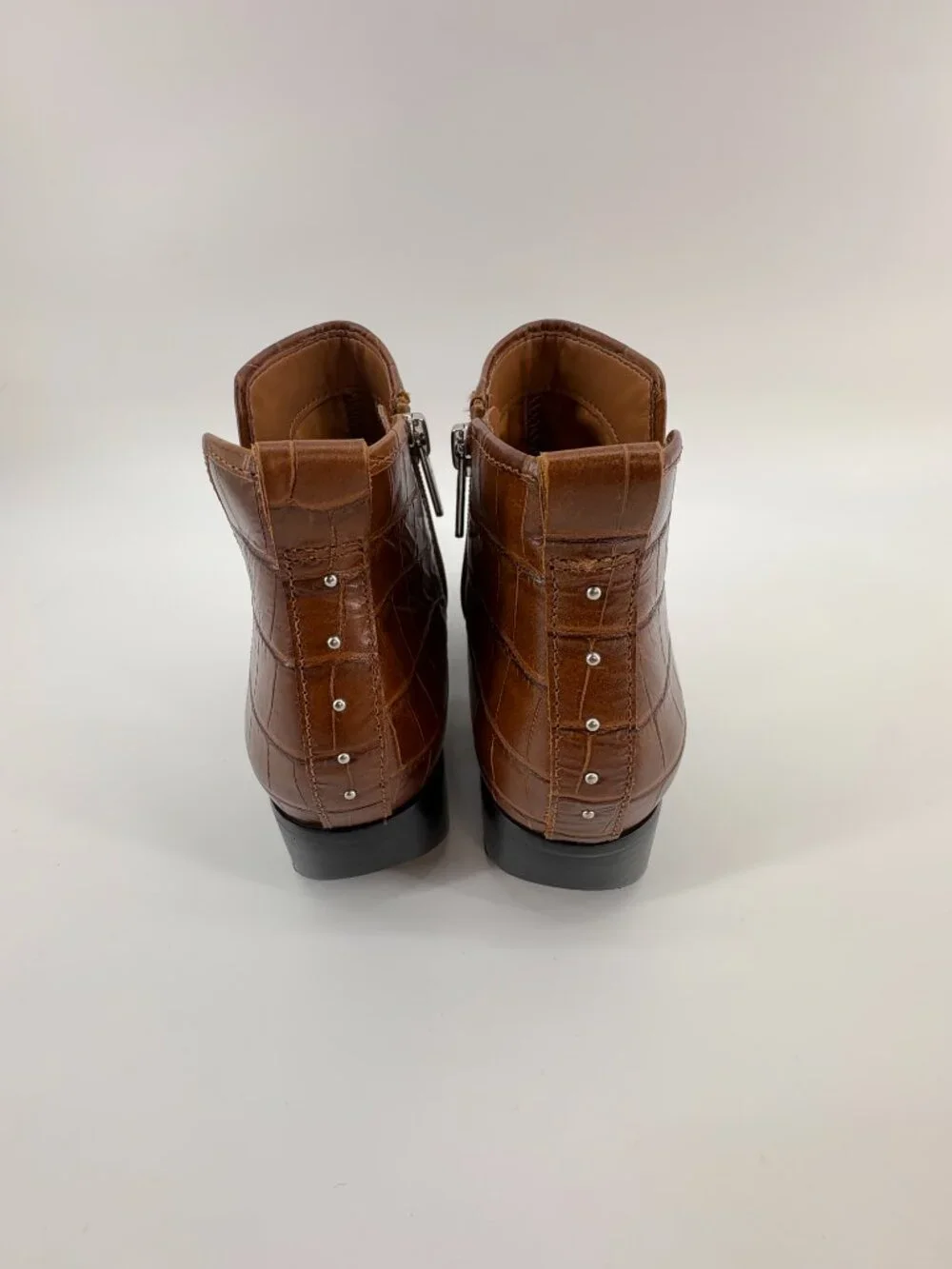 Share SARTO Franco Sarto Women’s Brown Croc Embossed Leather Ankle Boots Size 8
